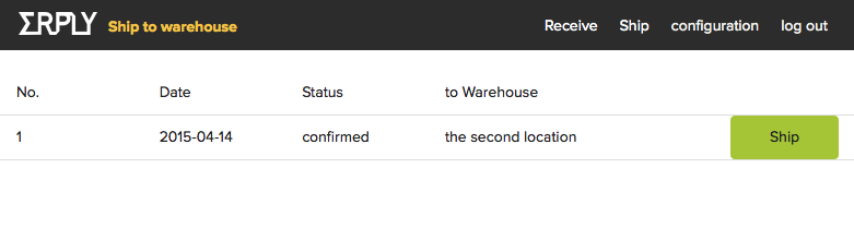 ERPLY Warehouse Web App ship products to another warehouse